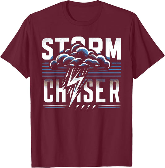 Storm Chaser T Shirt Design for Weather Enthusiasts T-Shirt - T-Shirt | Maroon