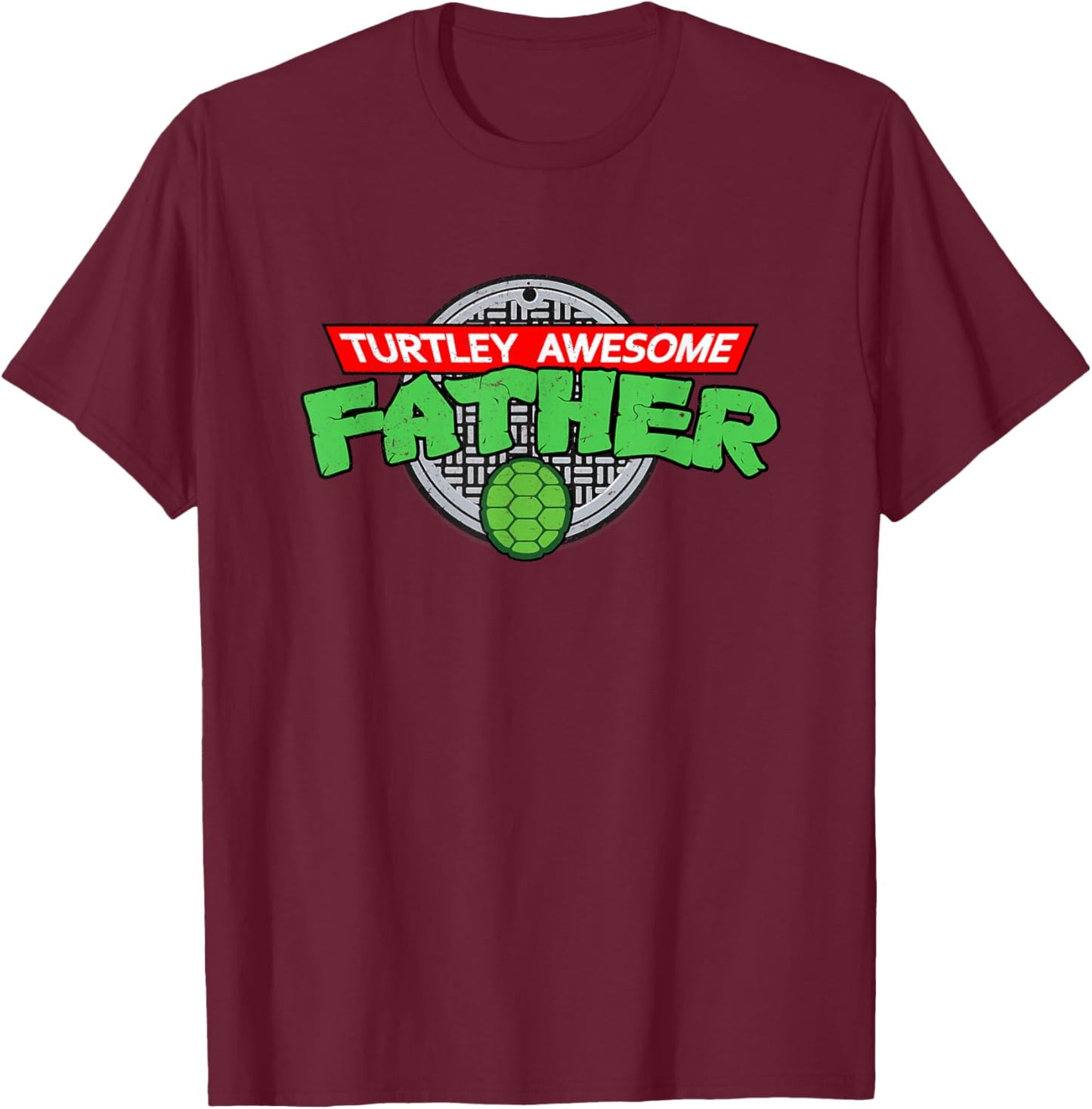 Turtley Awesome Father - Totally Cartoon Ninja Father's Day T-Shirt - T-Shirt | Maroon