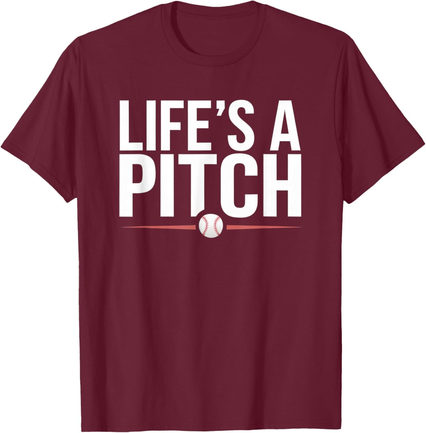 Baseball Life's A Pitch Family Matching T-Shirt - T-Shirt | Maroon
