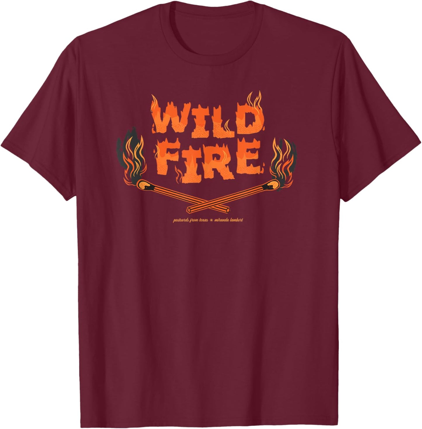 Miranda Lambert Wildfire Postcards From Texas T-Shirt - T-Shirt | Maroon