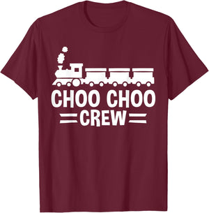 Choo Choo Crew Railway Train Birthday T-Shirt - T-Shirt | Maroon
