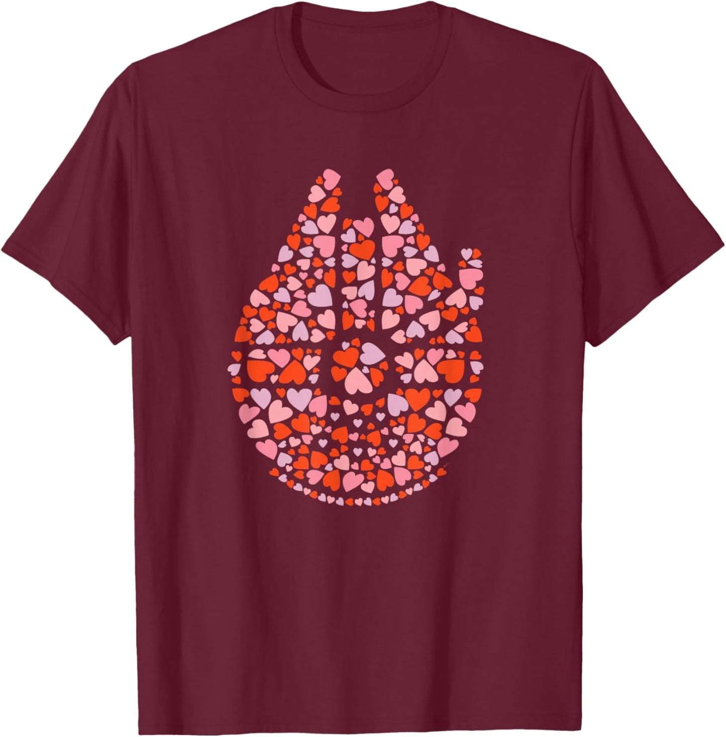 Star Wars Valentine’s Day Millennium Falcon Love Hearts T-Shirt - T-Shirt | Maroon