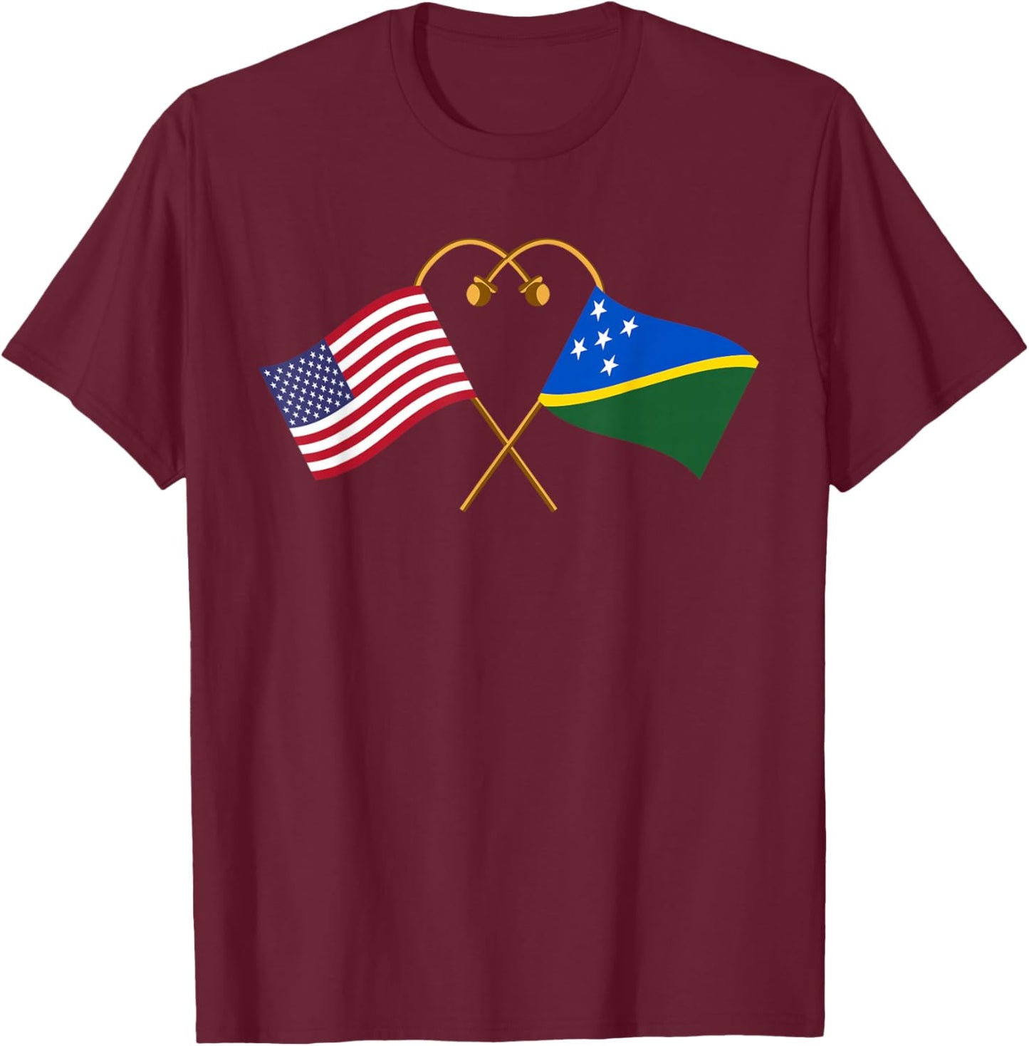 Solomon Islander American Flag Solomon Islands Flag T-Shirt - T-Shirt | Maroon
