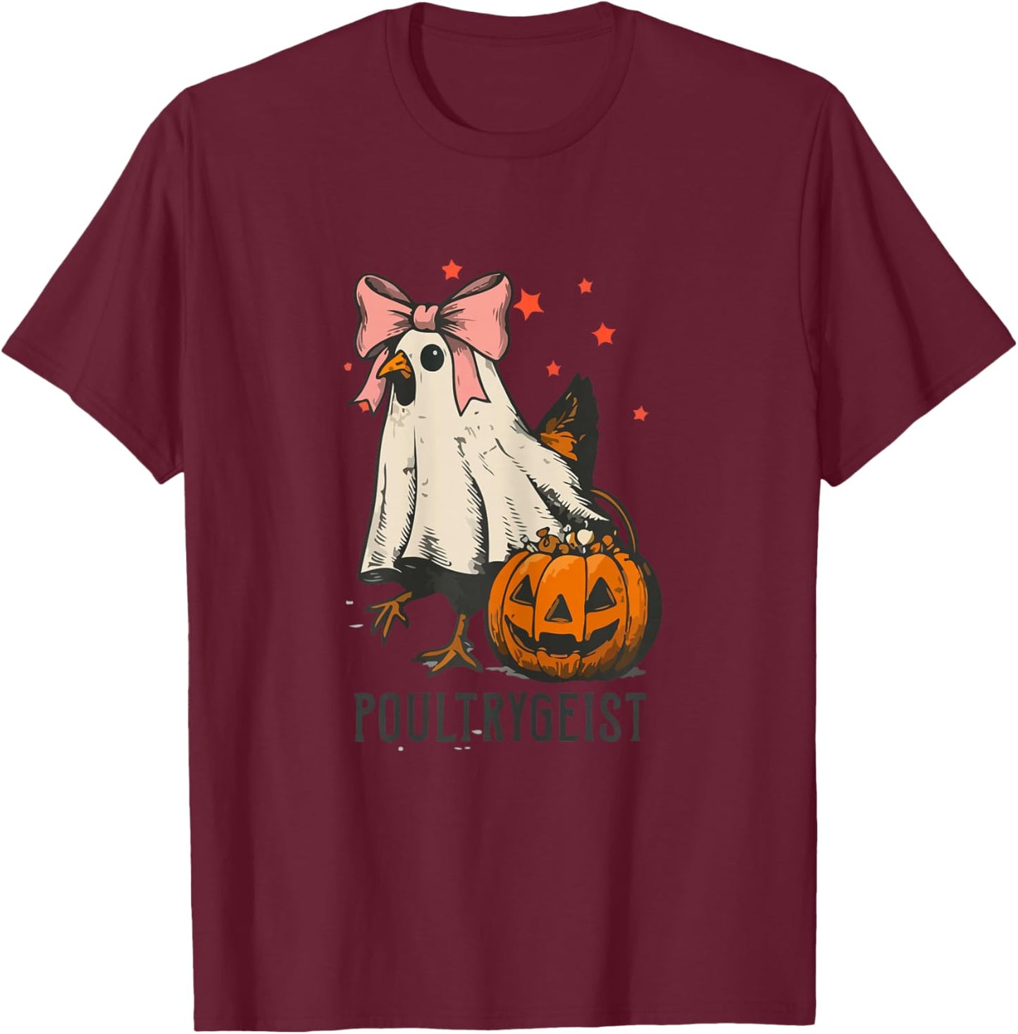 Poultrygeist Funny Chicken Ghost Halloween Spooky Season T-Shirt - T-Shirt | Maroon