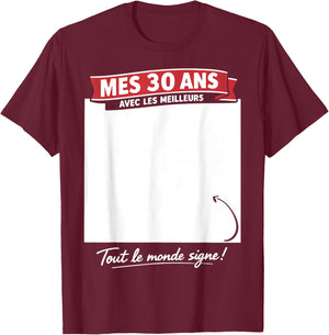30ème Anniversaire Homme Femme 30 Ans 1996 déco drôle Cadeau T-Shirt - T-Shirt | Maroon
