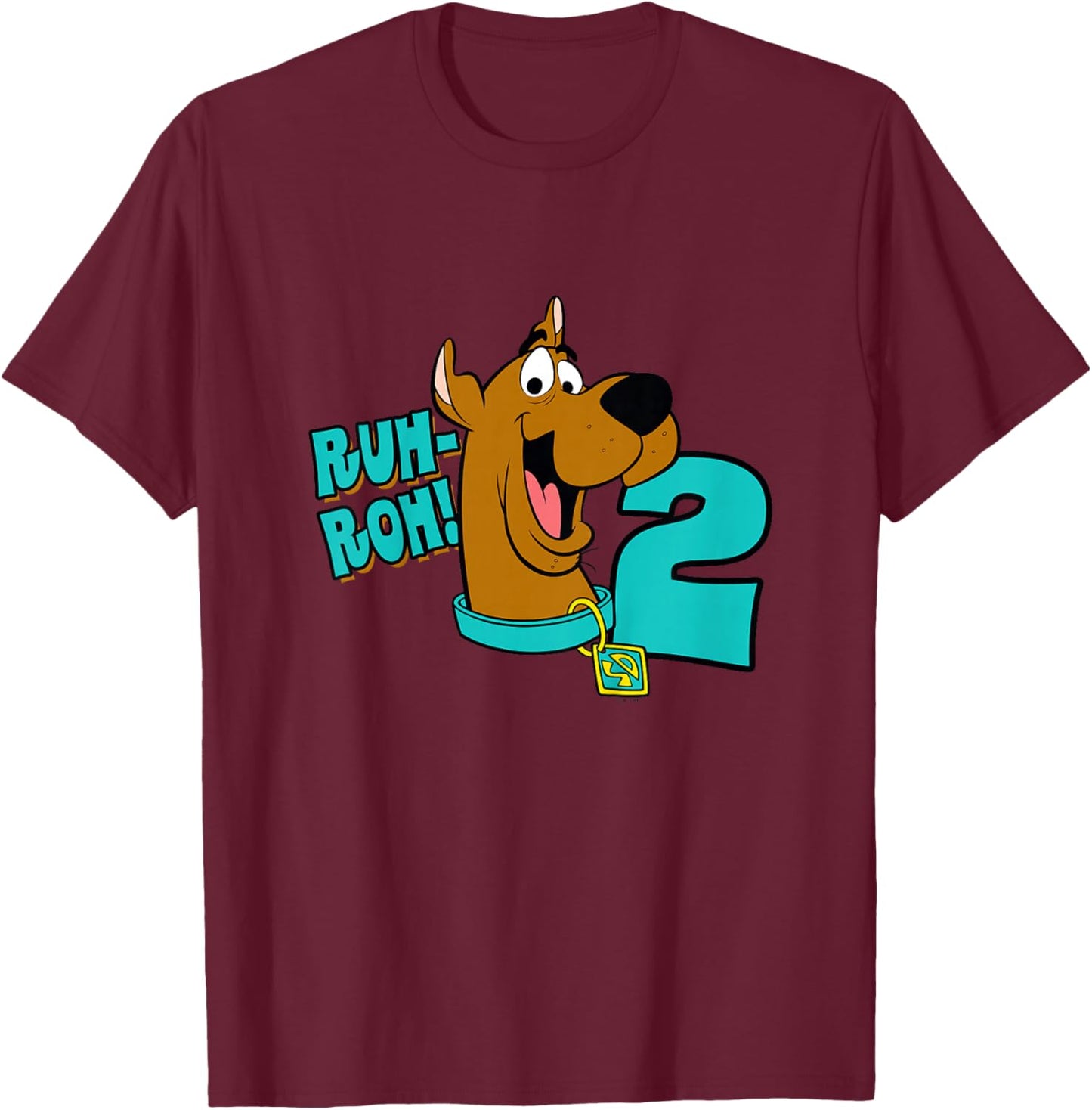 Scooby-Doo 2nd Birthday Ruh-Roh! I'm 2! T-Shirt - T-Shirt | Maroon