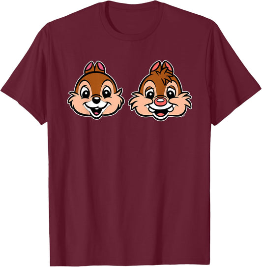 Disney Chip 'n Dale Chipmunks Big Face Retro Trip Matching T-Shirt - T-Shirt | Maroon