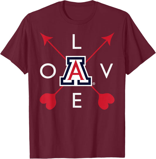 Arizona Wildcats Valentine Arrow Navy Officially Licensed T-Shirt - T-Shirt | Maroon