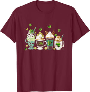 St Patrick'S Day Coffee Lover Lucky A Latte Irish Shamrock T-Shirt - T-Shirt | Maroon