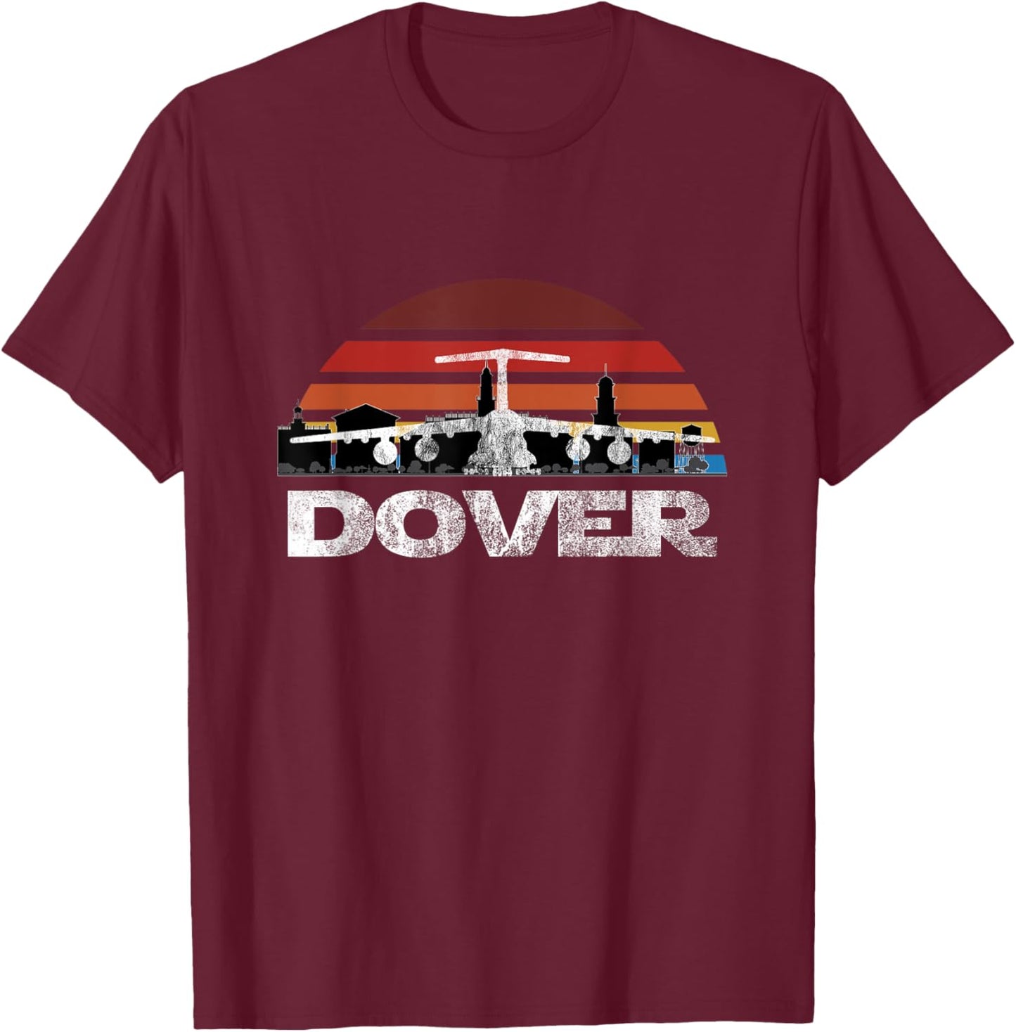 C-5 Galaxy Vintage Sunset Airlift Cargo Airplane T-Shirt - T-Shirt | Maroon