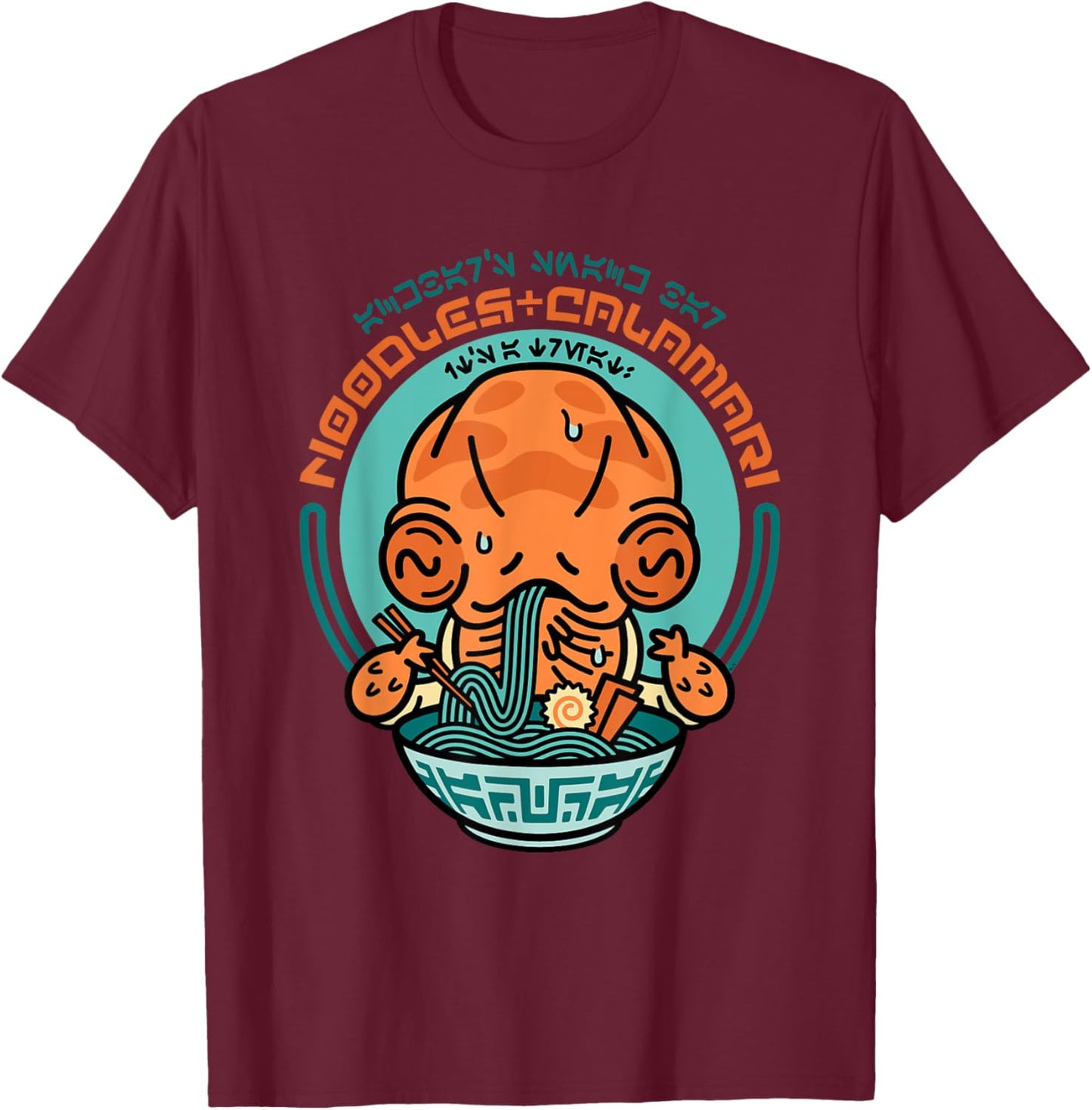 Star Wars Ackbar’s Snack Bar Noodles & Calamari Restaurant T-Shirt - T-Shirt | Maroon