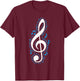 Treble Clef and Blue Music Notes Design for Music Love T-Shirt - T-Shirt | Maroon
