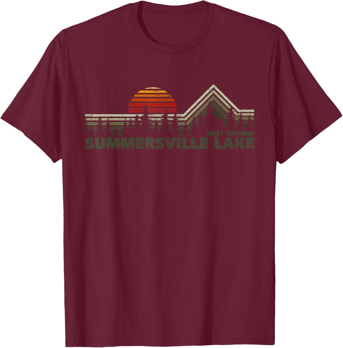Summersville Lake West Virginia Retro Nature T-Shirt - T-Shirt | Maroon