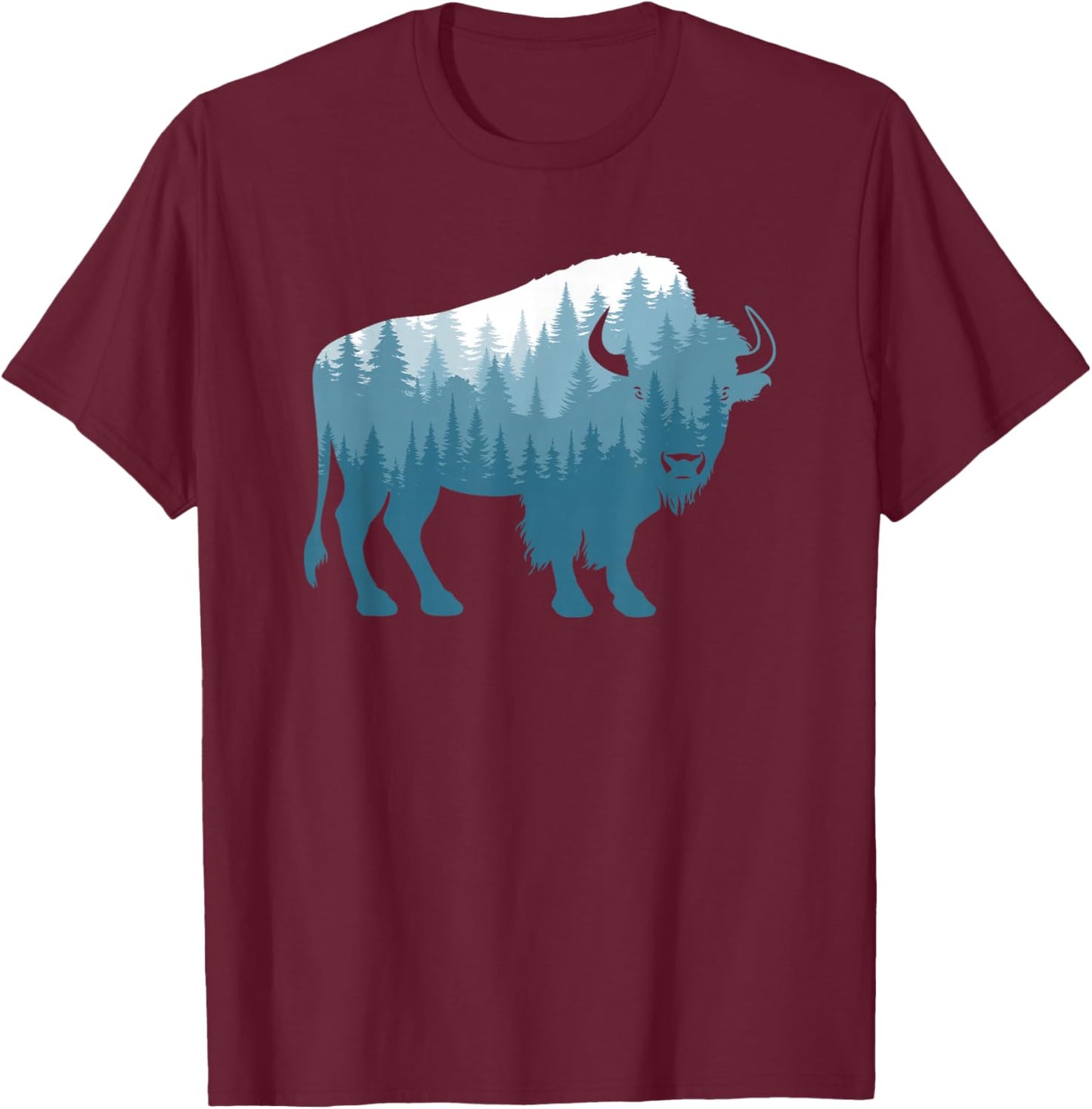 Bison Lover Buffalo Forest Men Women T-Shirt - T-Shirt | Maroon