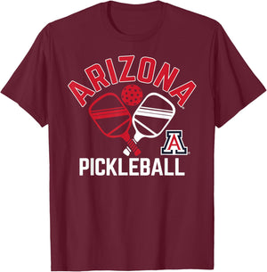 Arizona Wildcats Pickleball Navy Officially Licensed T-Shirt - T-Shirt | Maroon