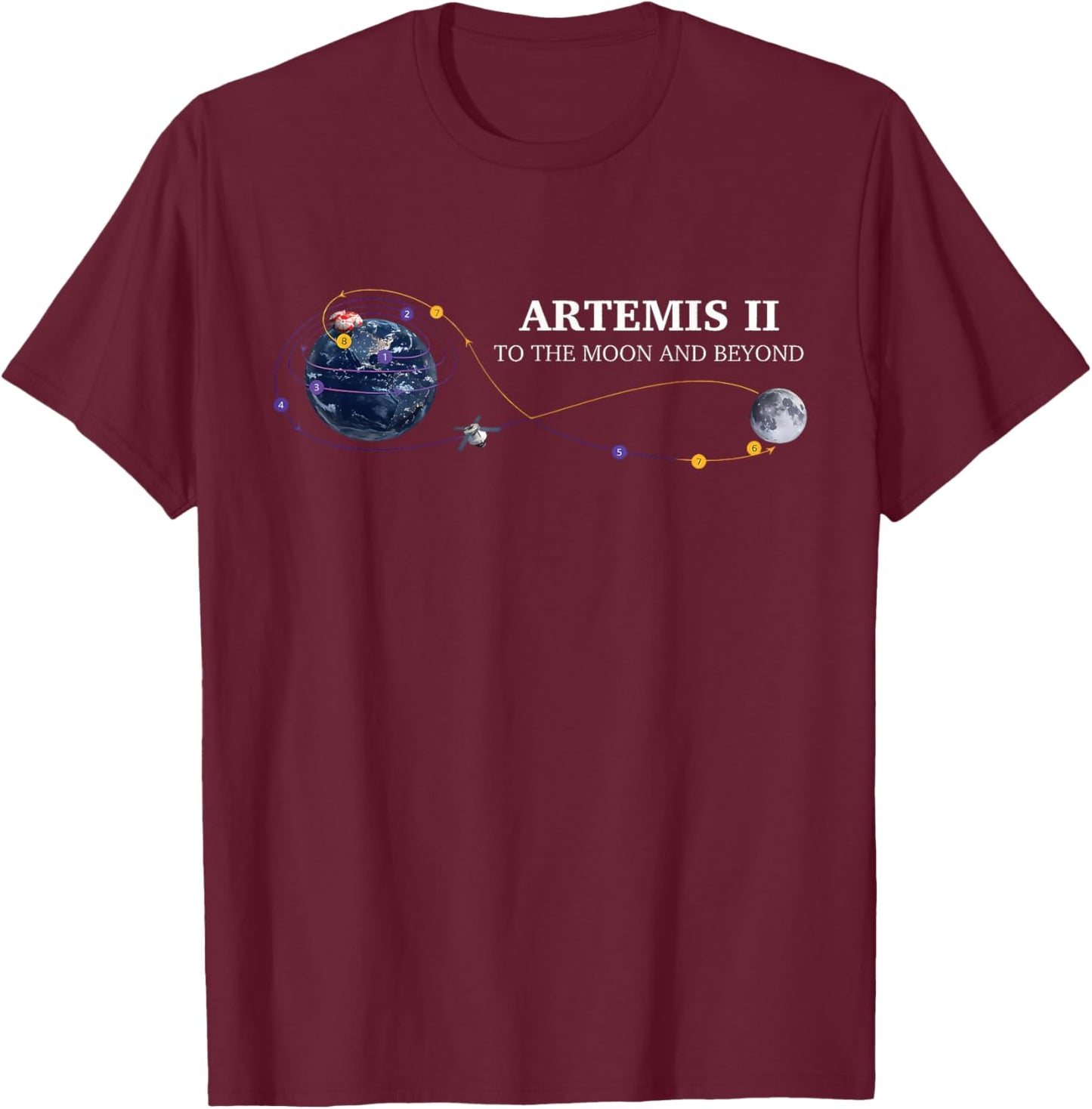 Artemis 2 Route Map SLS Rocket Launch Mission to The Moon T-Shirt - T-Shirt | Maroon