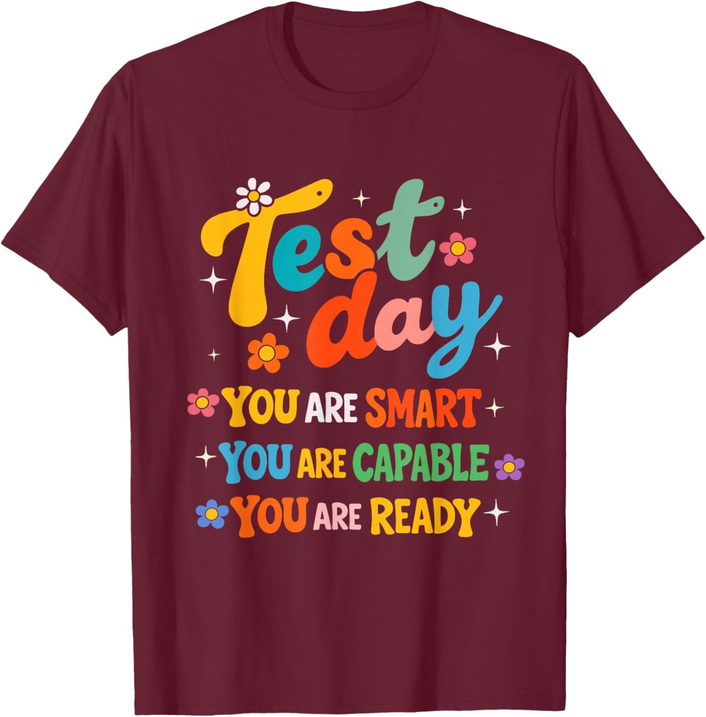 Test Day Retro Teacher Testing Students Exam Motivational T-Shirt - T-Shirt | Maroon