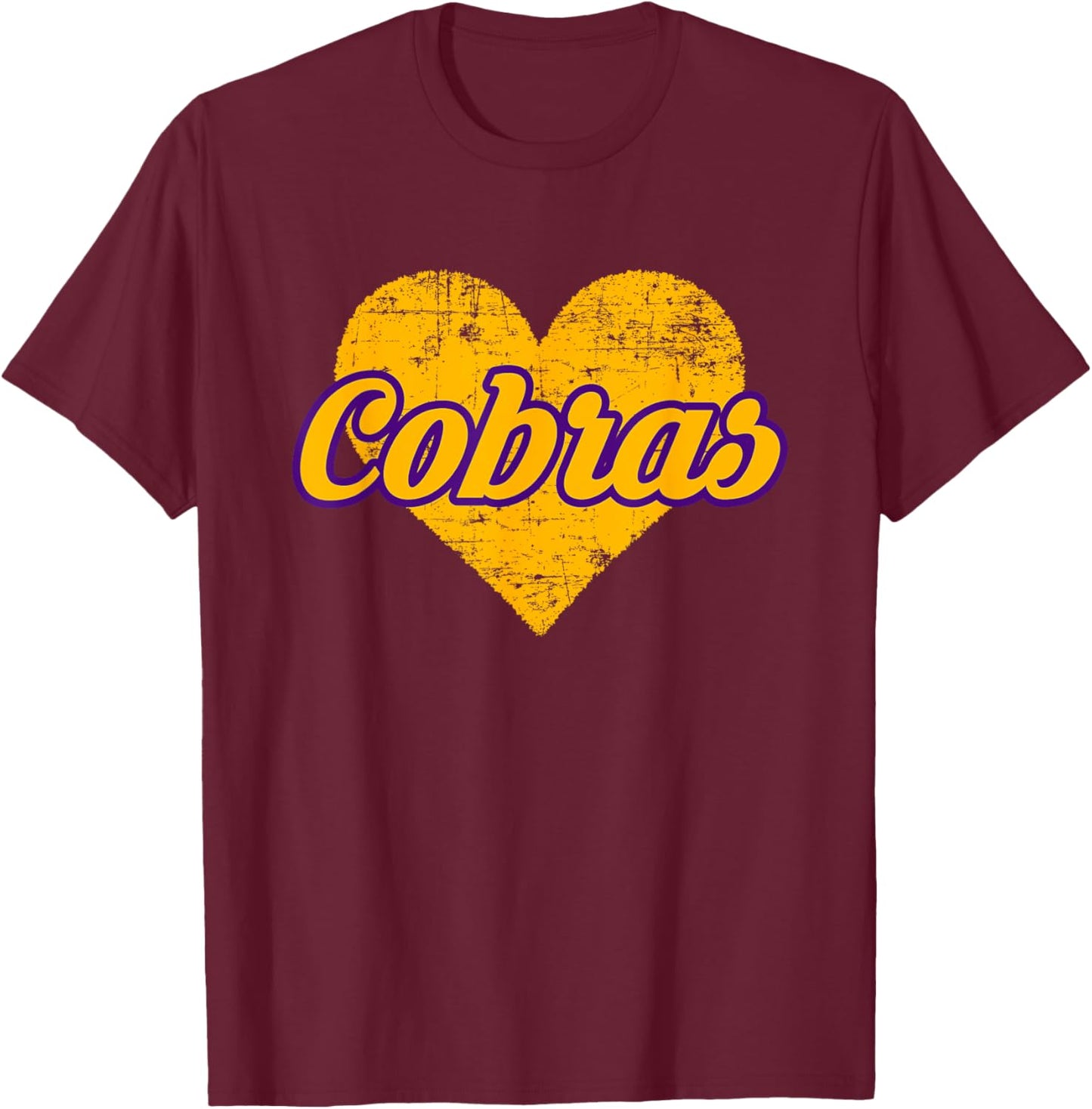 Fountain Lake Cobras Over Heart T-Shirt - T-Shirt | Maroon