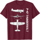 P47 Thunderbolt WW2 Fighter Airplane Blueprint T-Shirt - T-Shirt | Maroon