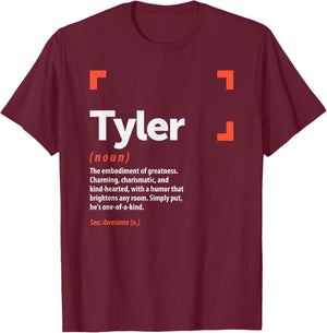 Tyler Definition Personalized Name Tyler T-Shirt - T-Shirt | Maroon
