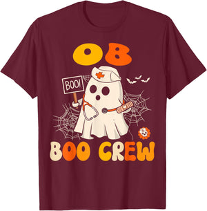 Groovy OB Nurse Funny Halloween Costume OB Gyn Nurse T-Shirt - T-Shirt | Maroon