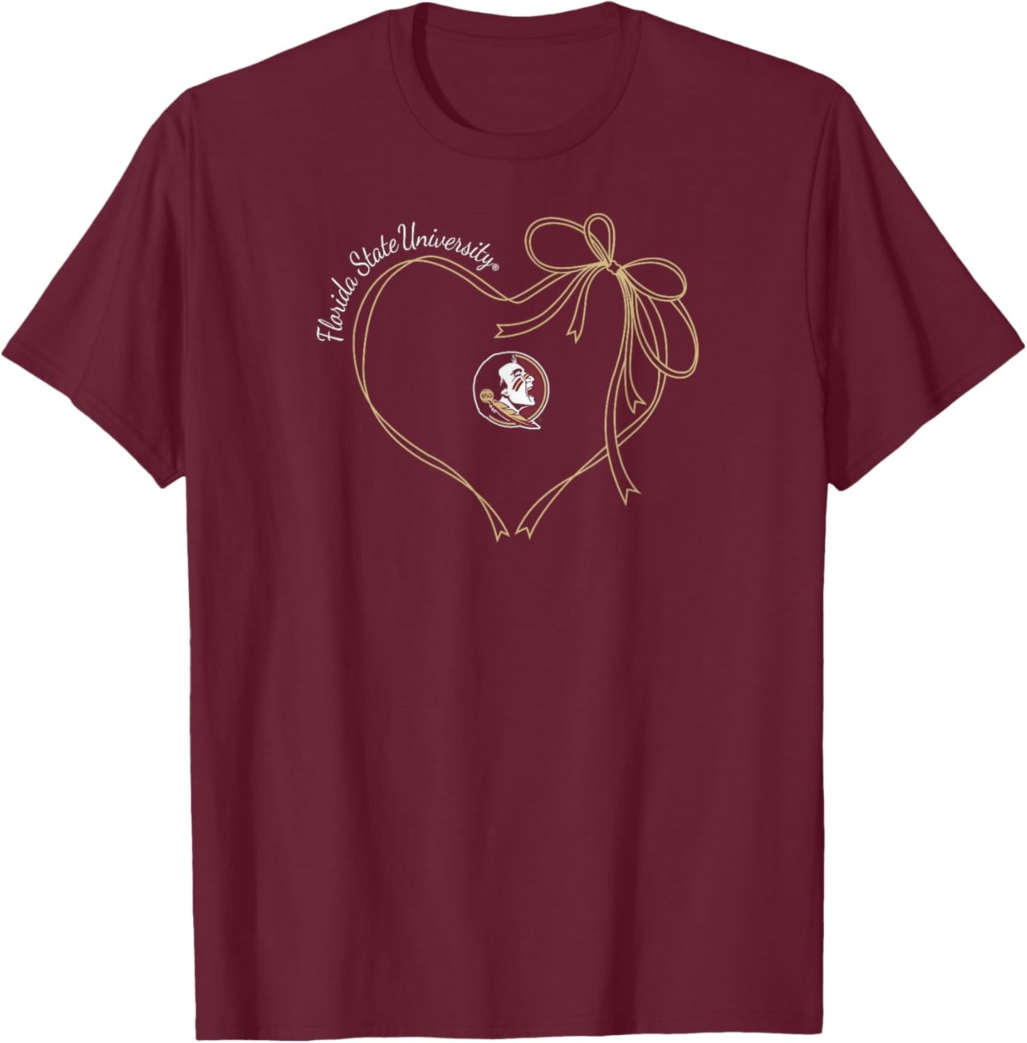 Florida State Seminoles Bow Heart Black Officially Licensed T-Shirt - T-Shirt | Maroon
