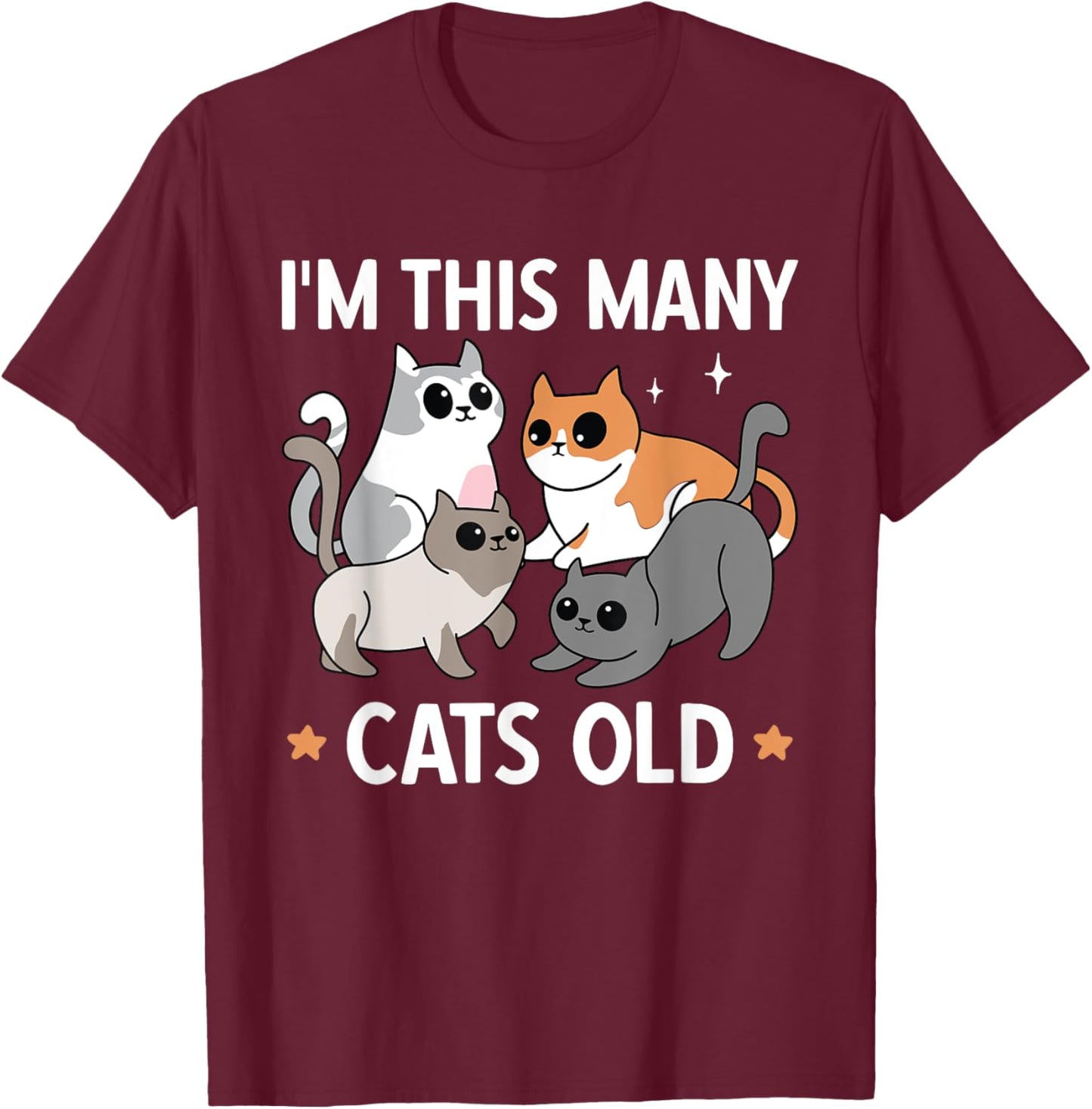 I'm This Many Cats Old 4th Birthday Party Kitten Cat T-Shirt - T-Shirt | Maroon