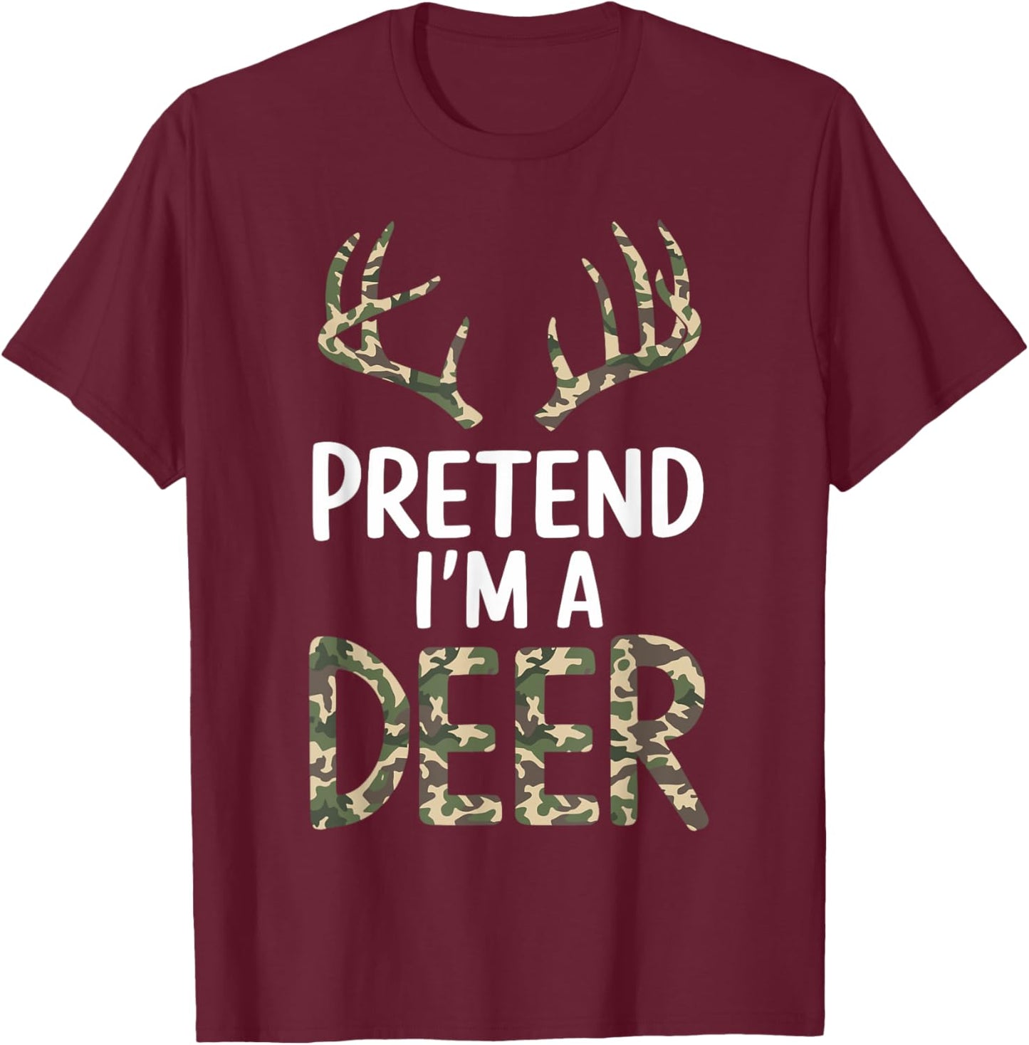 Pretend I'm A Deer Lazy Funny Halloween Costume T-Shirt - T-Shirt | Maroon