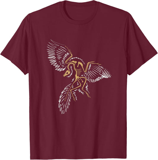 Bird Dinosaur Fossil Vintage Archaeopteryx T-Shirt - T-Shirt | Maroon