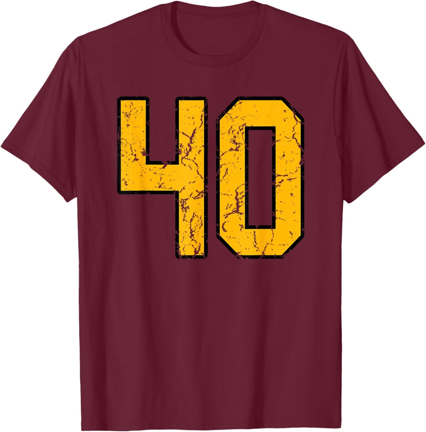 Gold and Black Sports Number 40 Jersey Uniform Player T-Shirt - T-Shirt | Maroon
