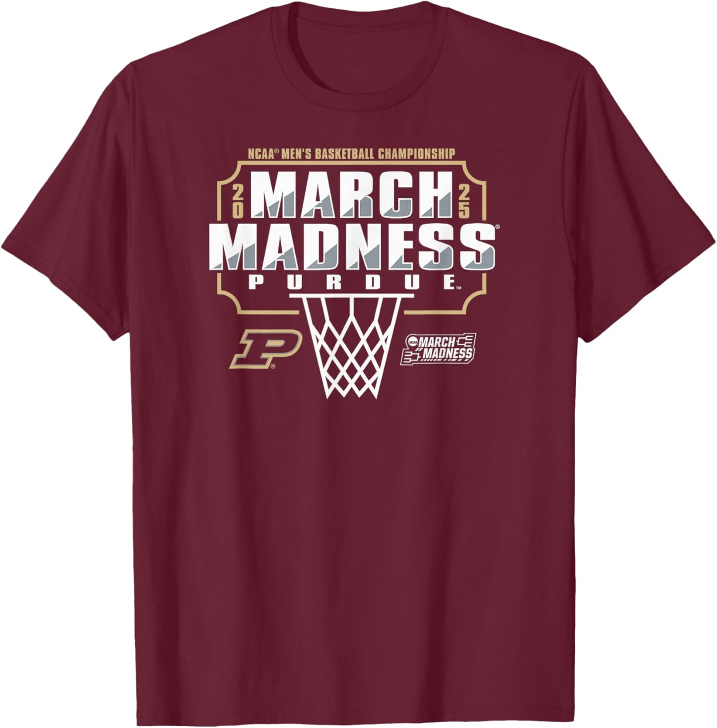 Purdue Boilermakers March Madness 2025 Basketball Black T-Shirt - T-Shirt | Maroon