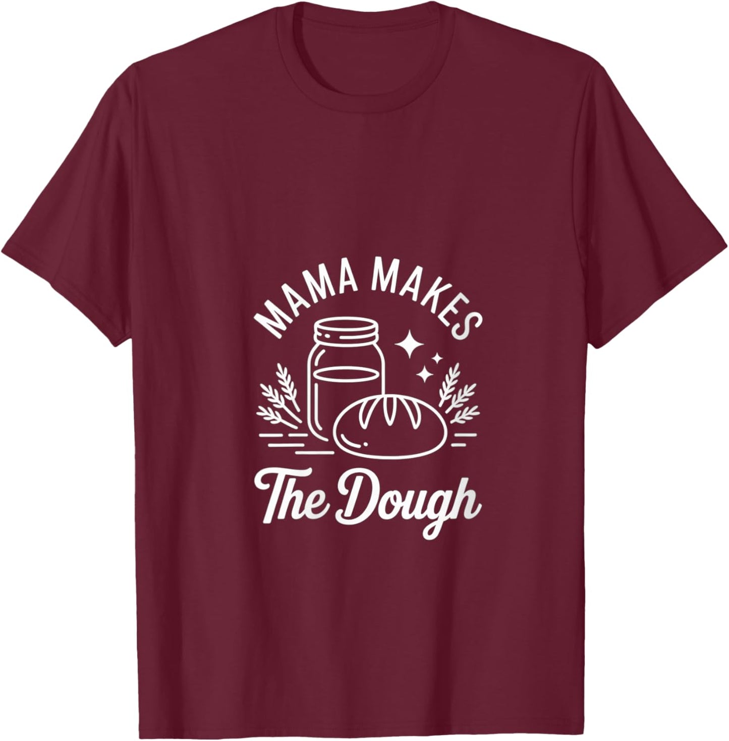 Women's Mama Makes The Dough Funny Baking Kitchen V-Neck T-Shirt - T-Shirt | Maroon
