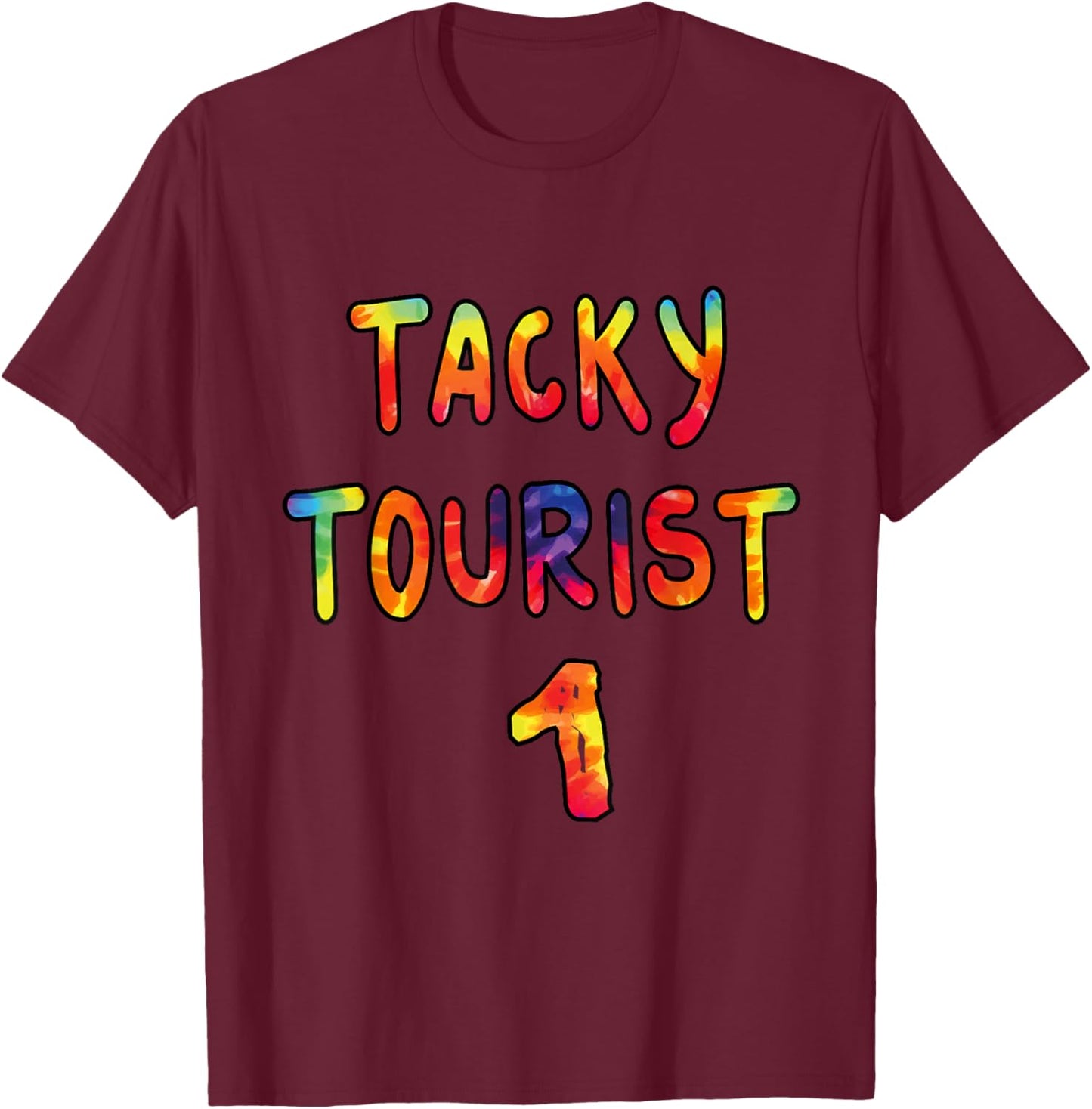 Fun Group of Three Wacky Trio Costume 3 Person Tacky Tourist T-Shirt - T-Shirt | Maroon
