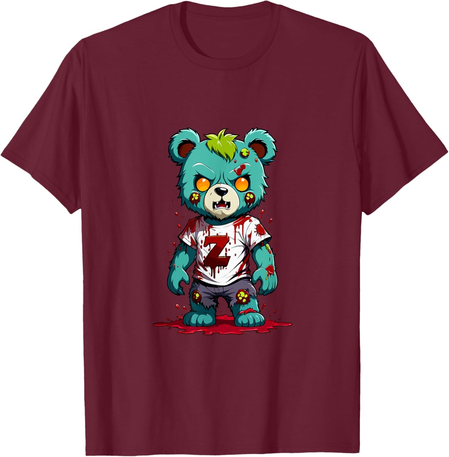 Teddy Bear Scary Zombie Halloween Costume T-Shirt - T-Shirt | Maroon