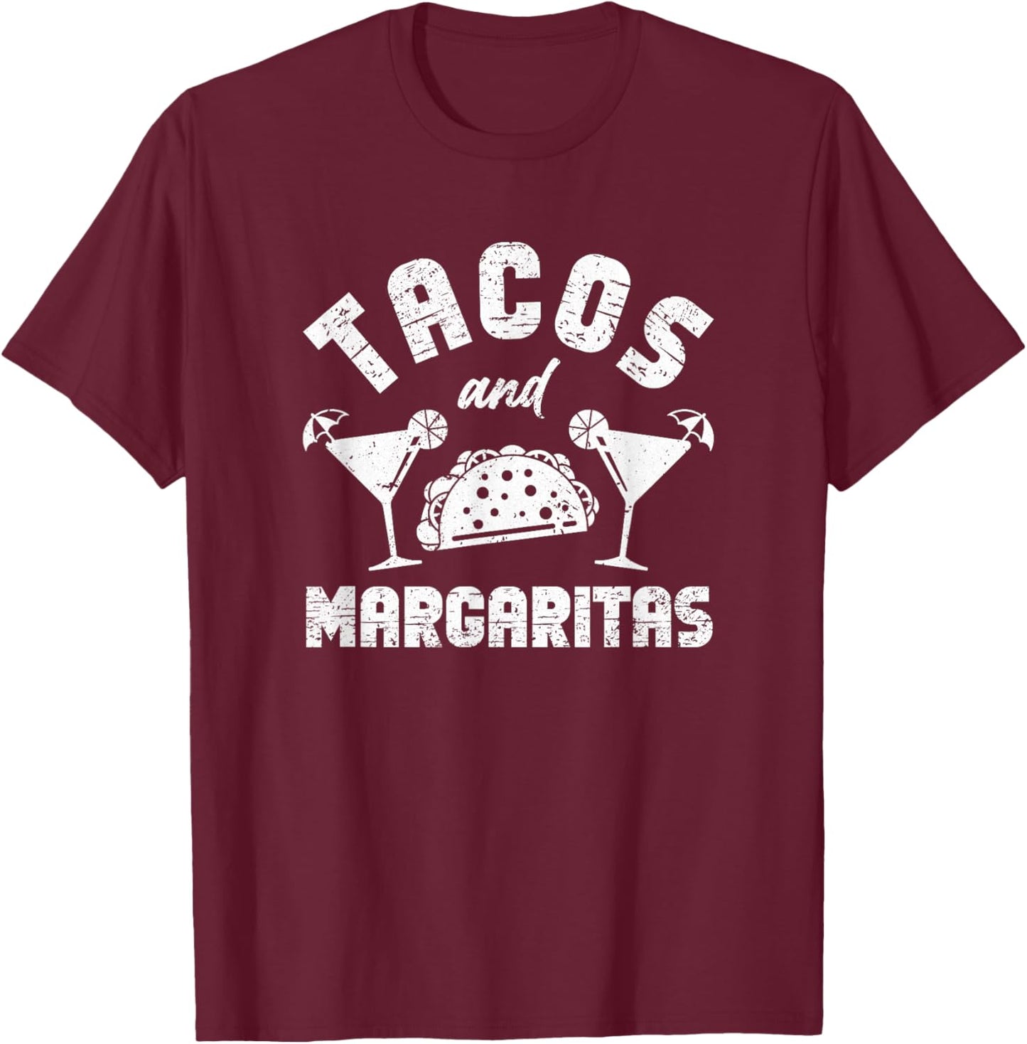 Tacos and Margaritas Men and Adult Cinco de Mayo T-Shirt - T-Shirt | Maroon