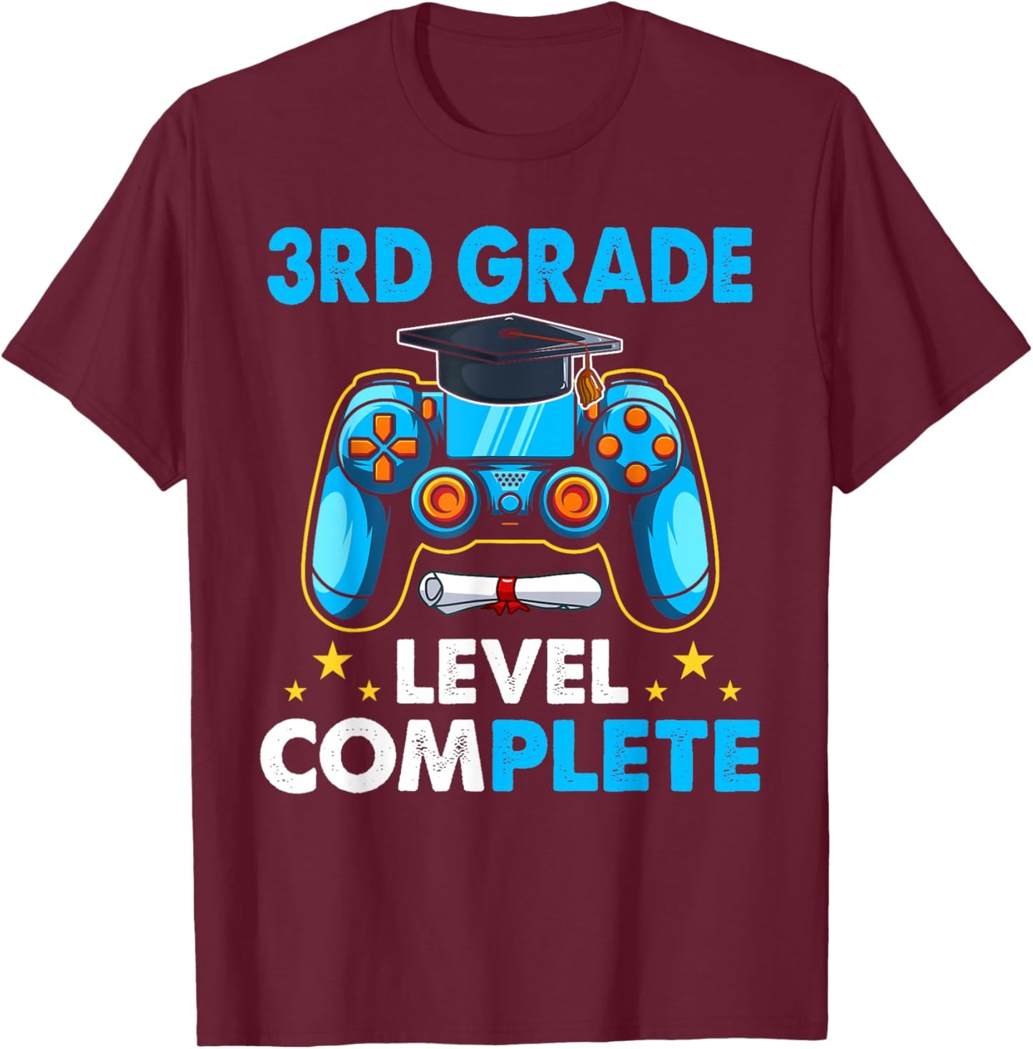 3rd Grade Level Complete Last Day Of School Graduate Boys T-Shirt - T-Shirt | Maroon