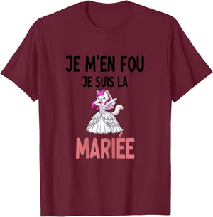 EVJF Je m'en Fou Je suis la mariée Chat Dab Humour T-Shirt - T-Shirt | Maroon
