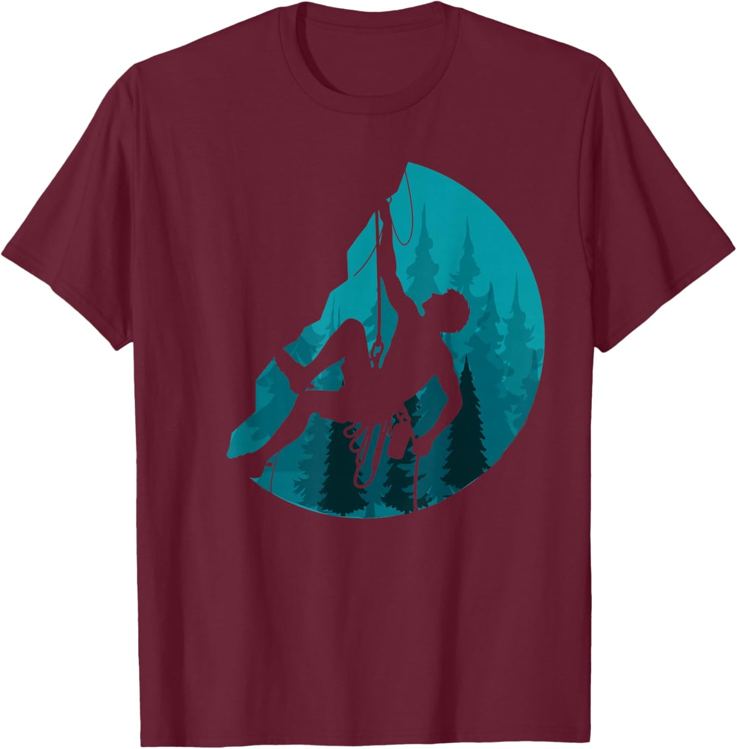 Forest Climber Bouldering Climb Outdoor Rock Climbing T-Shirt - T-Shirt | Maroon