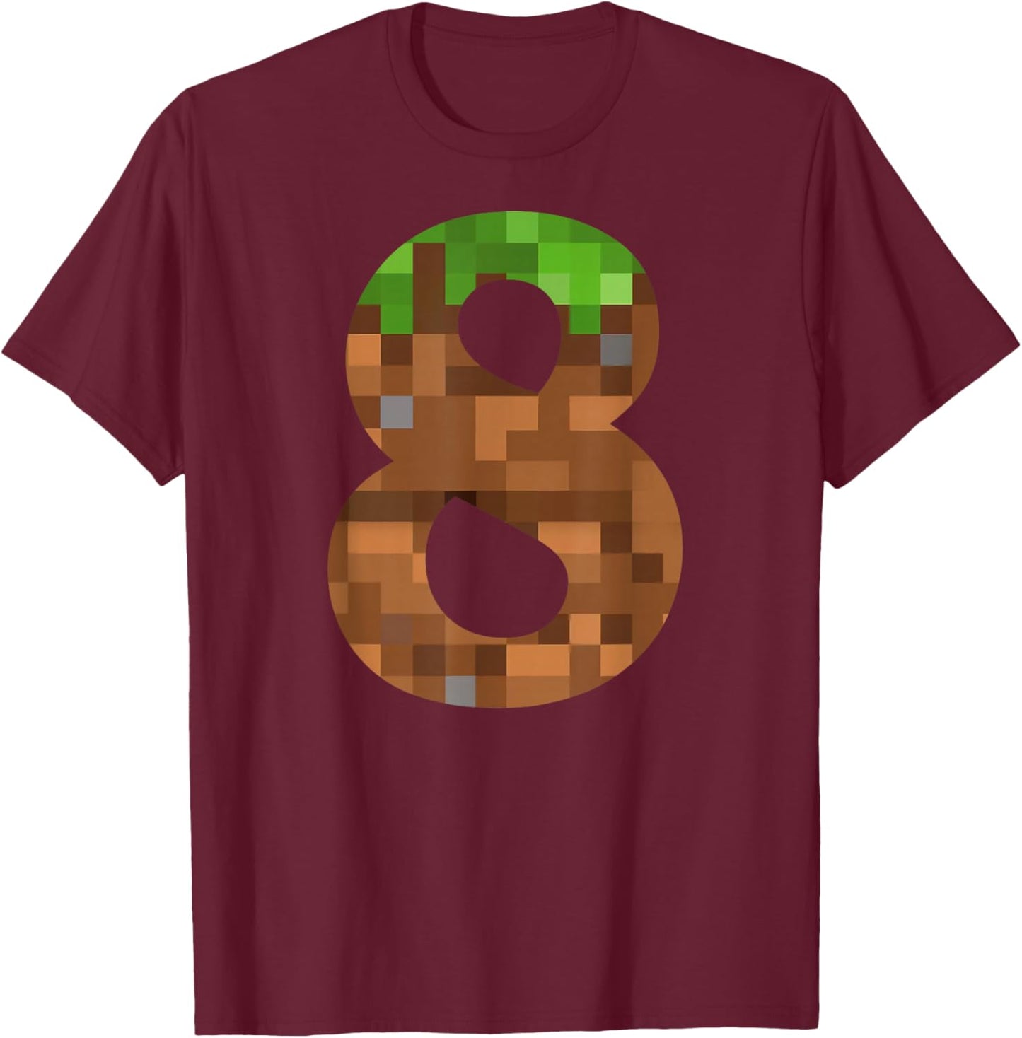 Pixel 8yr Birthday Number Eight 8 Year Old 8th Video Gamer T-Shirt - T-Shirt | Maroon