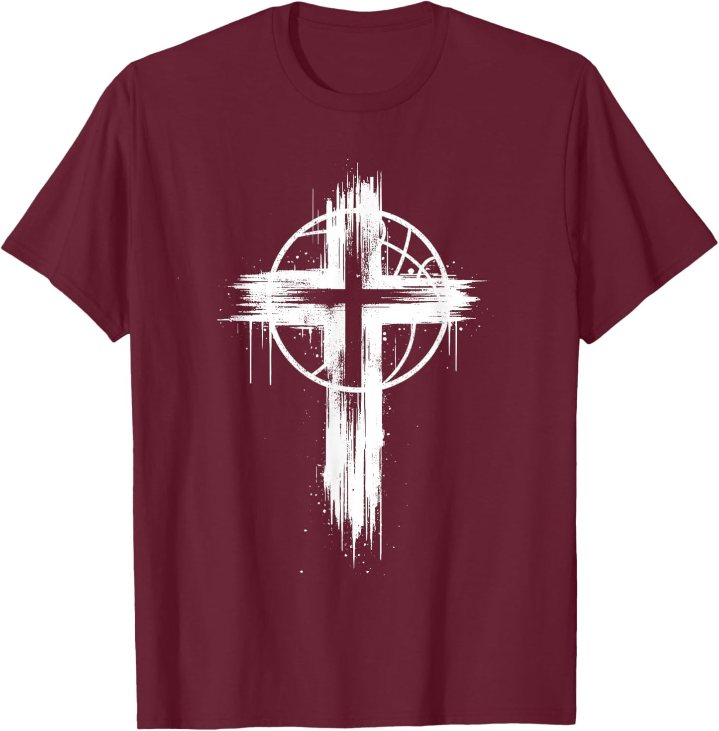 Christian Basketball Cross T-Shirt - T-Shirt | Maroon