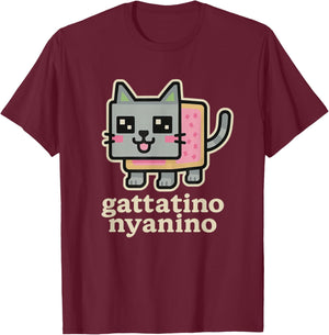 Gattatino Nyanino - Funny Cat Brainrot Gaming Slang Meme T-Shirt - T-Shirt | Maroon