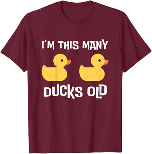 I'm This Many Ducks Old, Duck 2nd Birthday 2 Years Old Bday T-Shirt - T-Shirt | Maroon