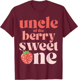 Uncle of the Berry Sweet One Strawberry T-Shirt - T-Shirt | Maroon