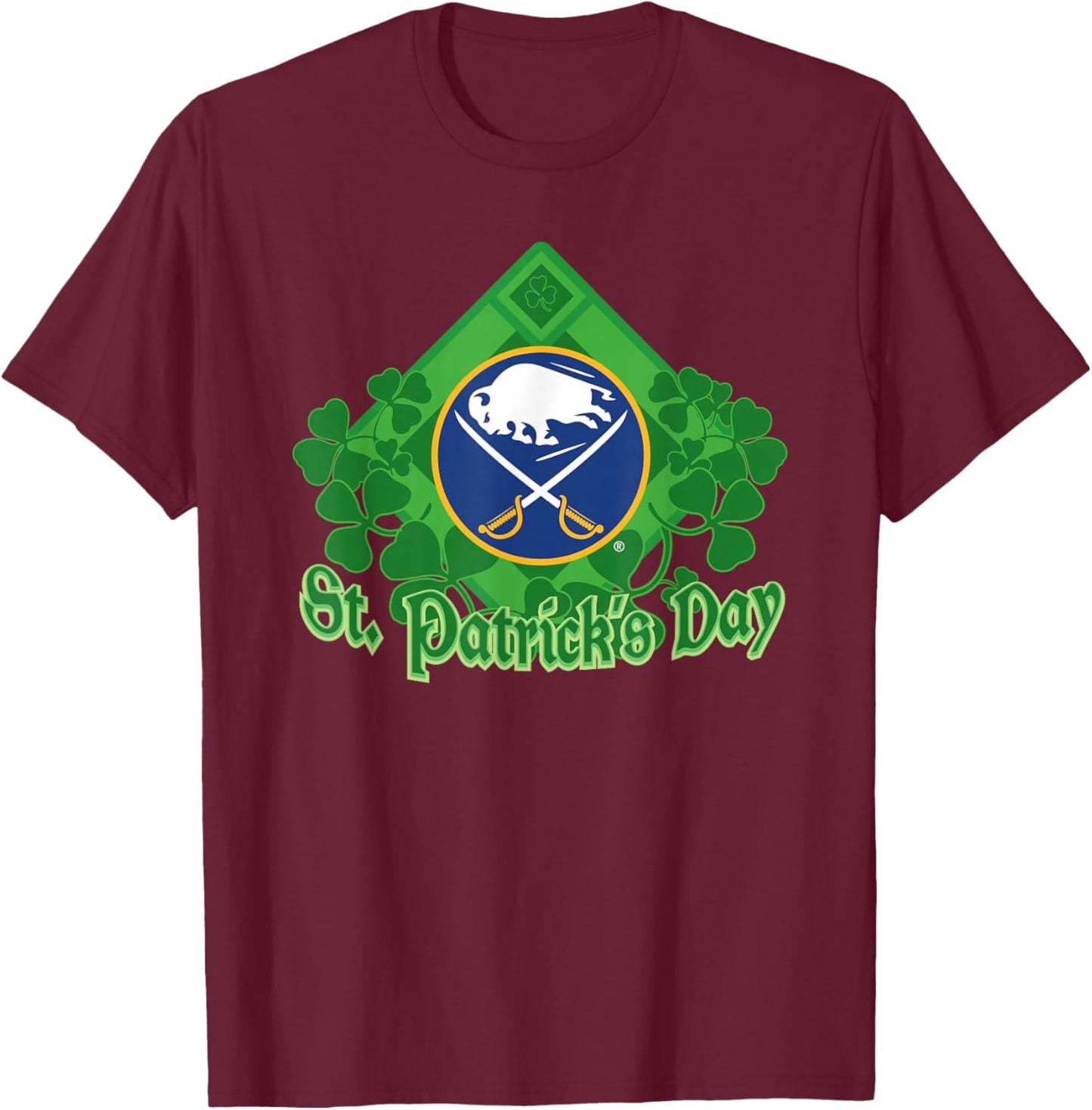 Buffalo Sabres St. Patrick's Day Black Officially Licensed T-Shirt - T-Shirt | Maroon