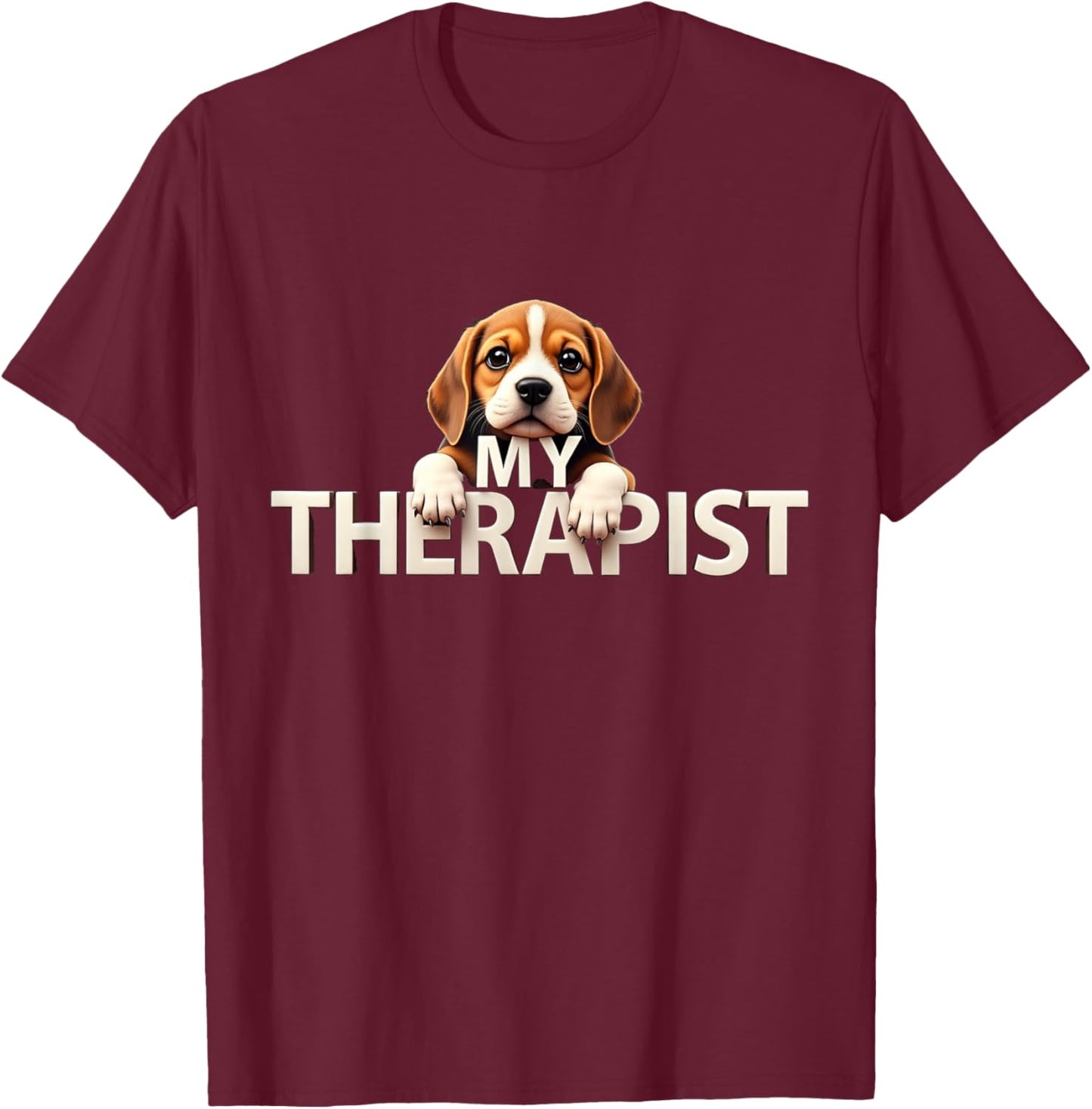 Funny Beags Puppy My Therapist Beagle Dog T-Shirt - T-Shirt | Maroon