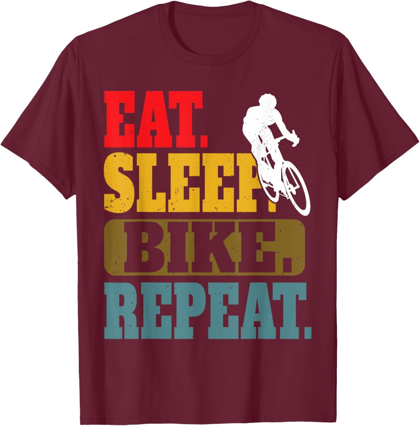 Eat Sleep Bike Repeat Cycling Cyclist Bicycling Kids Boys T-Shirt - T-Shirt | Maroon