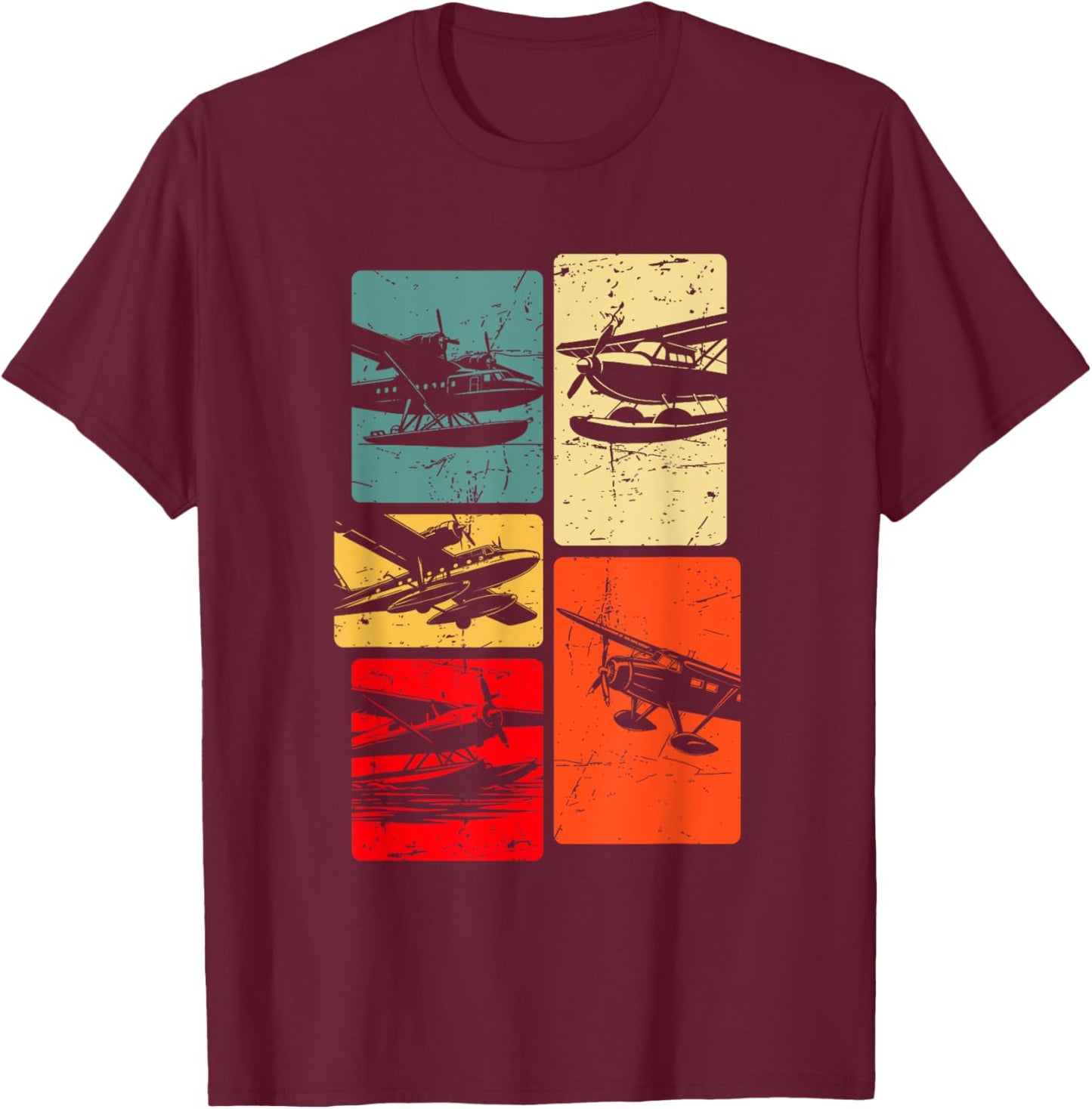 Seaplane Silhouette T-Shirt - T-Shirt | Maroon