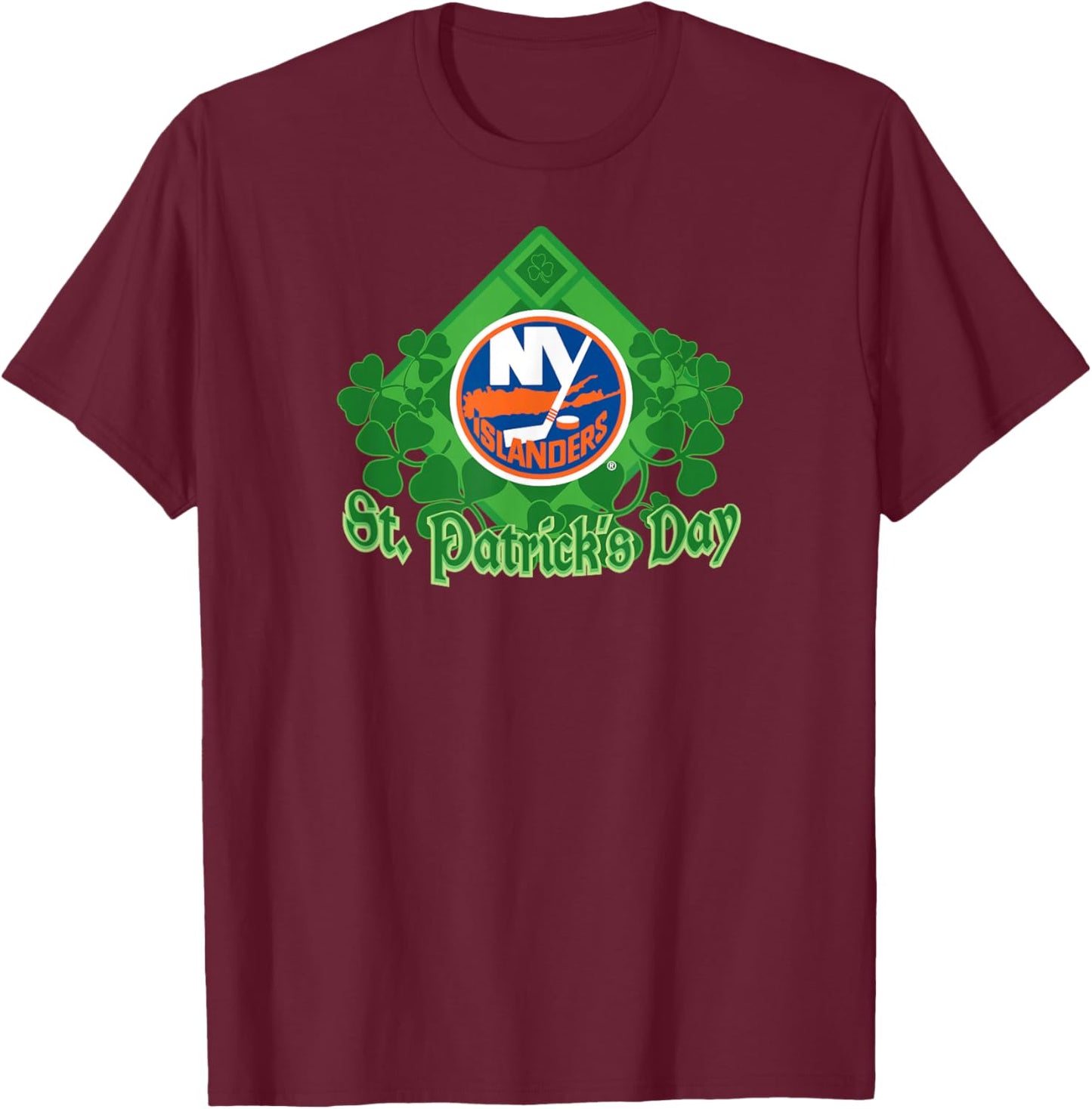 New York Islanders St. Patrick's Day Black NHL Licensed T-Shirt - T-Shirt | Maroon