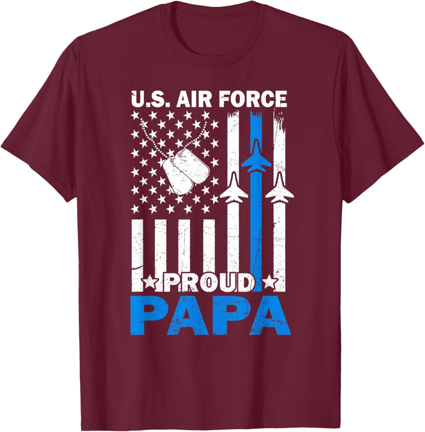US Air Force USAF Veteran Proud Papa Family Matching T-Shirt - T-Shirt | Maroon