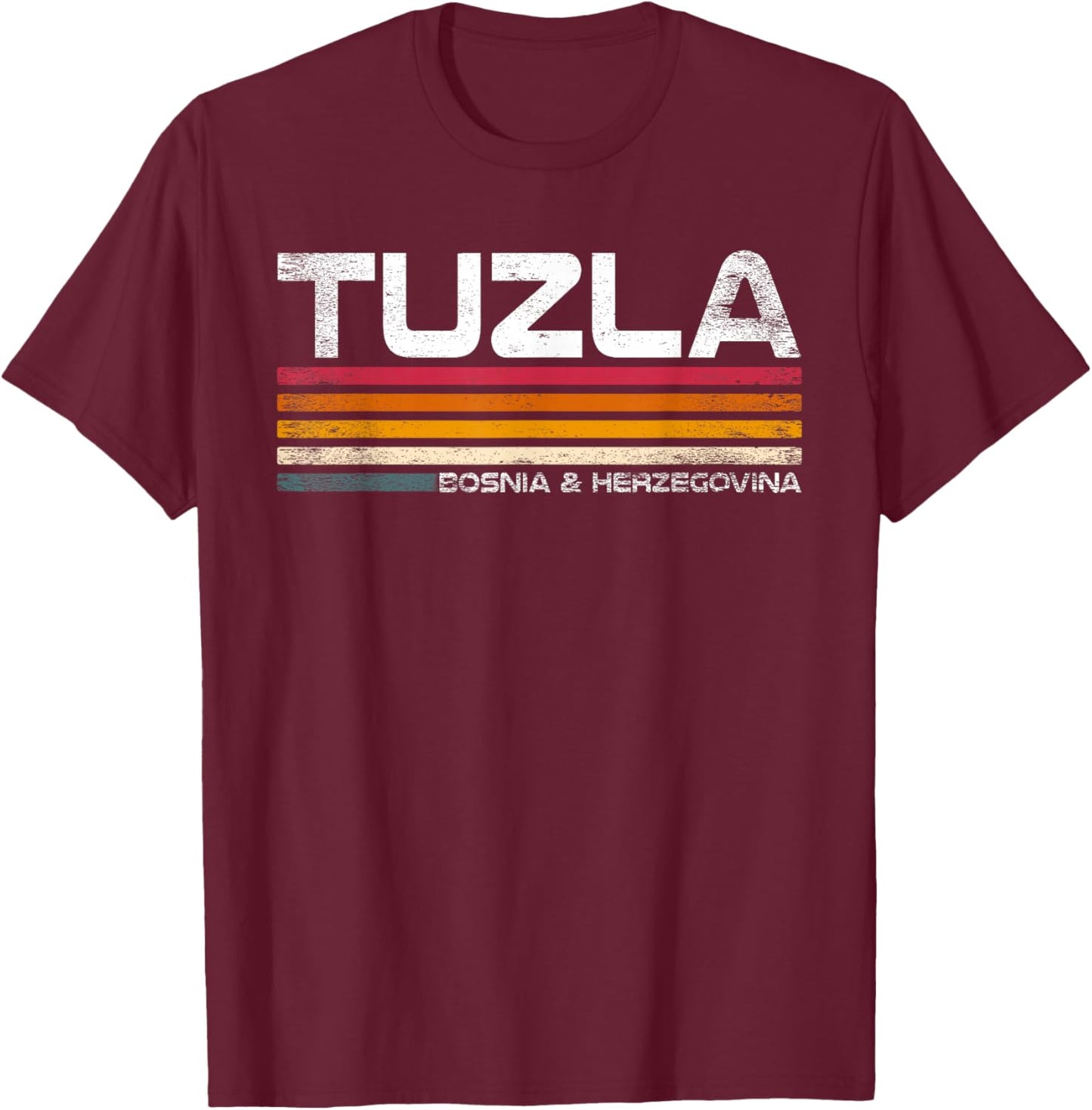 Tuzla Bosnia and Herzegovina Retro Design T-Shirt - T-Shirt | Maroon